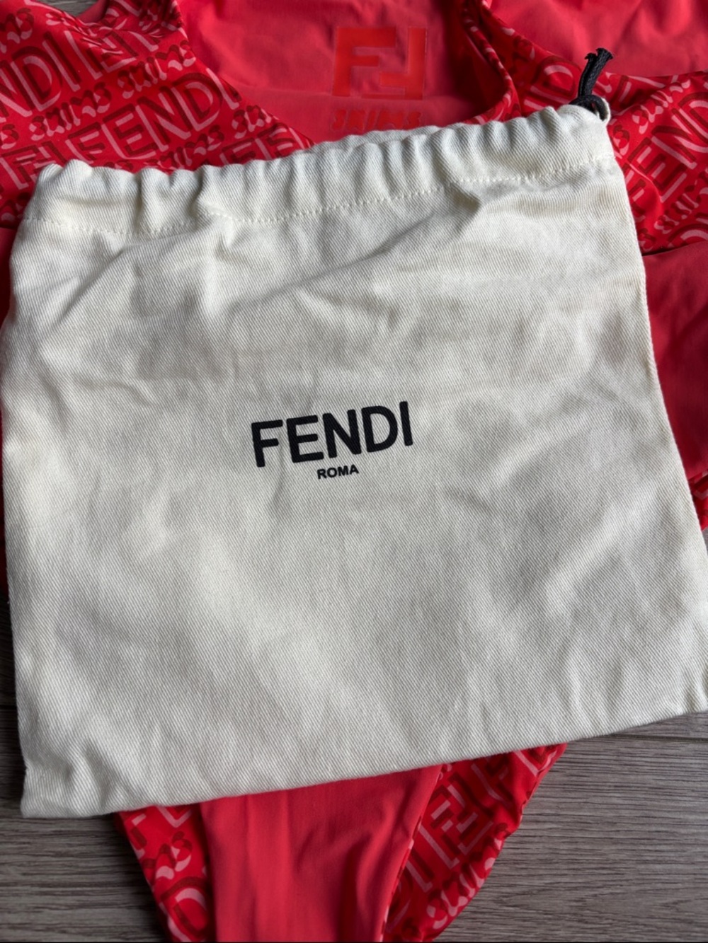 FENDI X SKIMS Red Logo Embossed Bikini Set - Picture 6 of 6